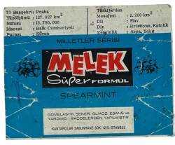 MELEK Sakızı Milletler Seriisi ÇEKOSLAVAKYYA Sakız Kağıdı Stickers No 73 # SKZ1083 - 2