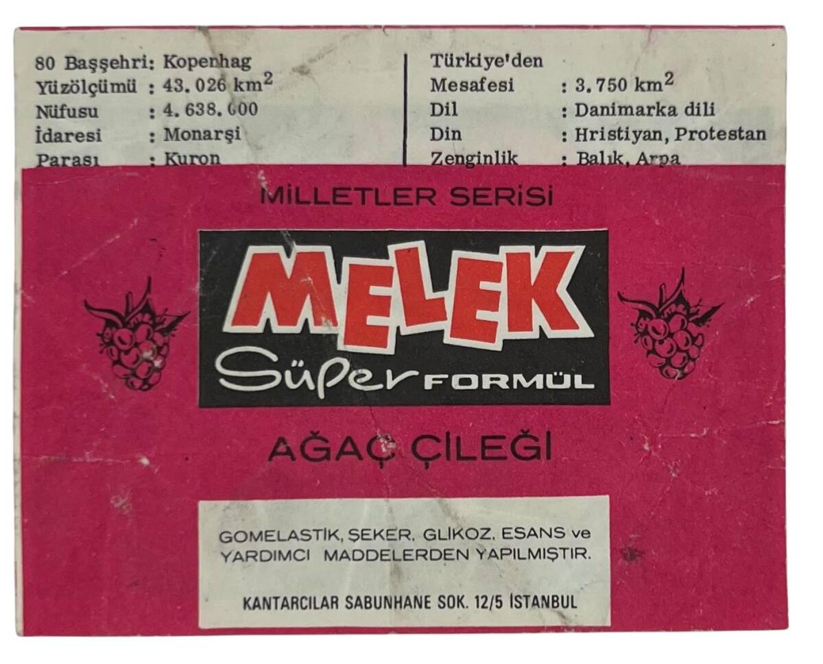 MELEK Sakızı Milletler Seriisi DANİMARKA Sakız Kağıdı Stickers No 80 # SKZ1087 - 2