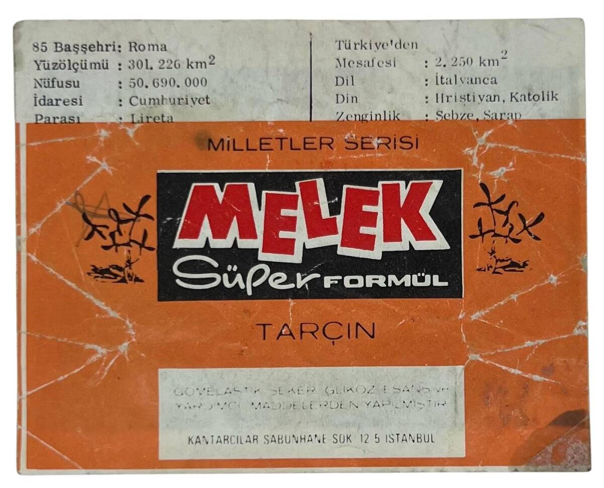 MELEK Sakızı Milletler Seriisi İTALYA Sakız Kağıdı Stickers No 85 # SKZ1086 - 2