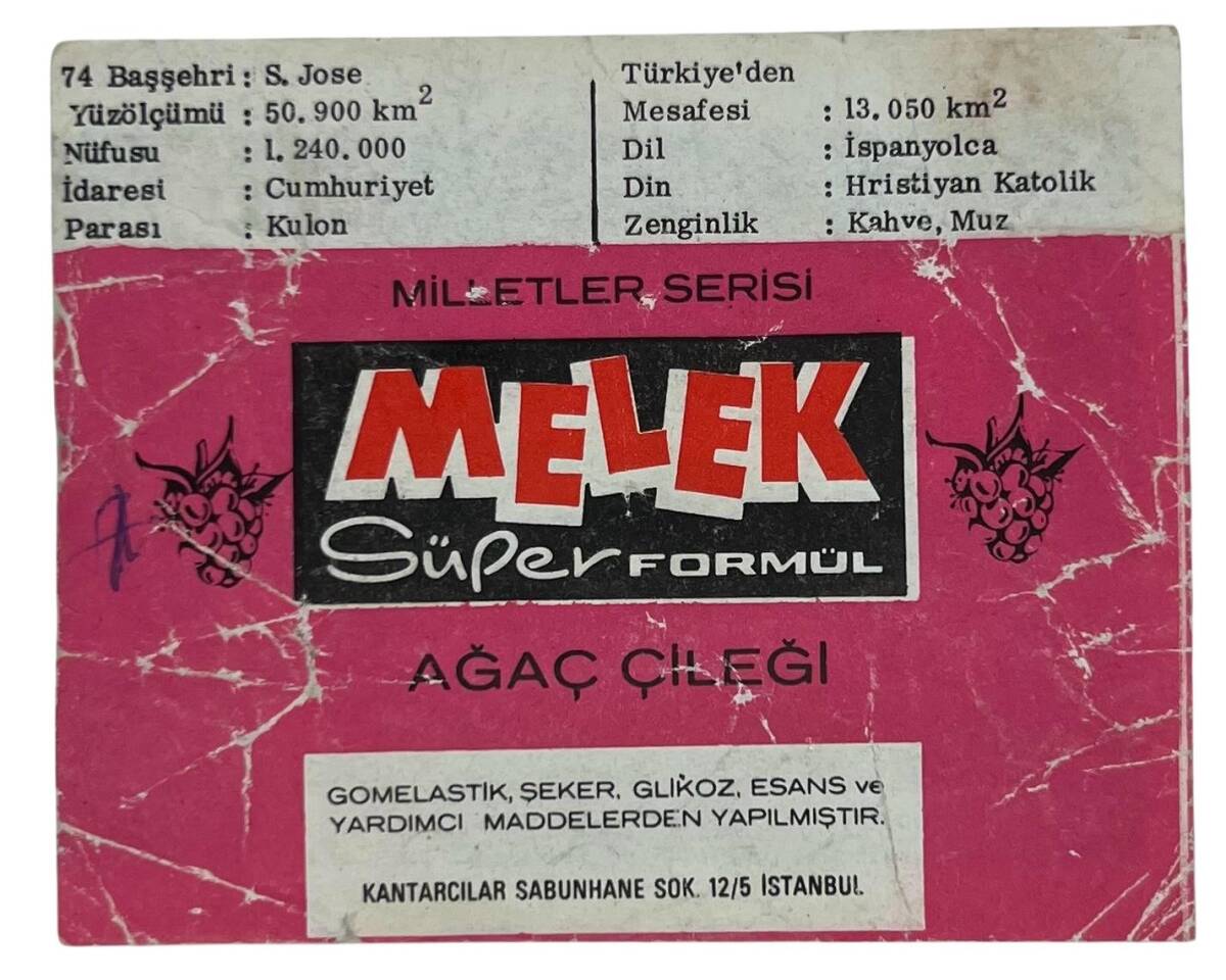 MELEK Sakızı Milletler Seriisi KOSTARİKA Sakız Kağıdı Stickers No 74 # SKZ1066 - 3