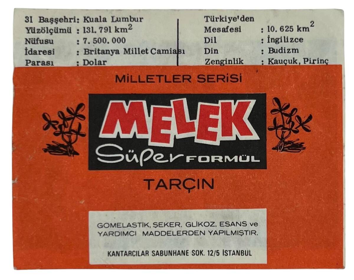 MELEK Sakızı Milletler Seriisi MALAZİA Sakız Kağıdı Stickers No 31 SKZ1062 - 2
