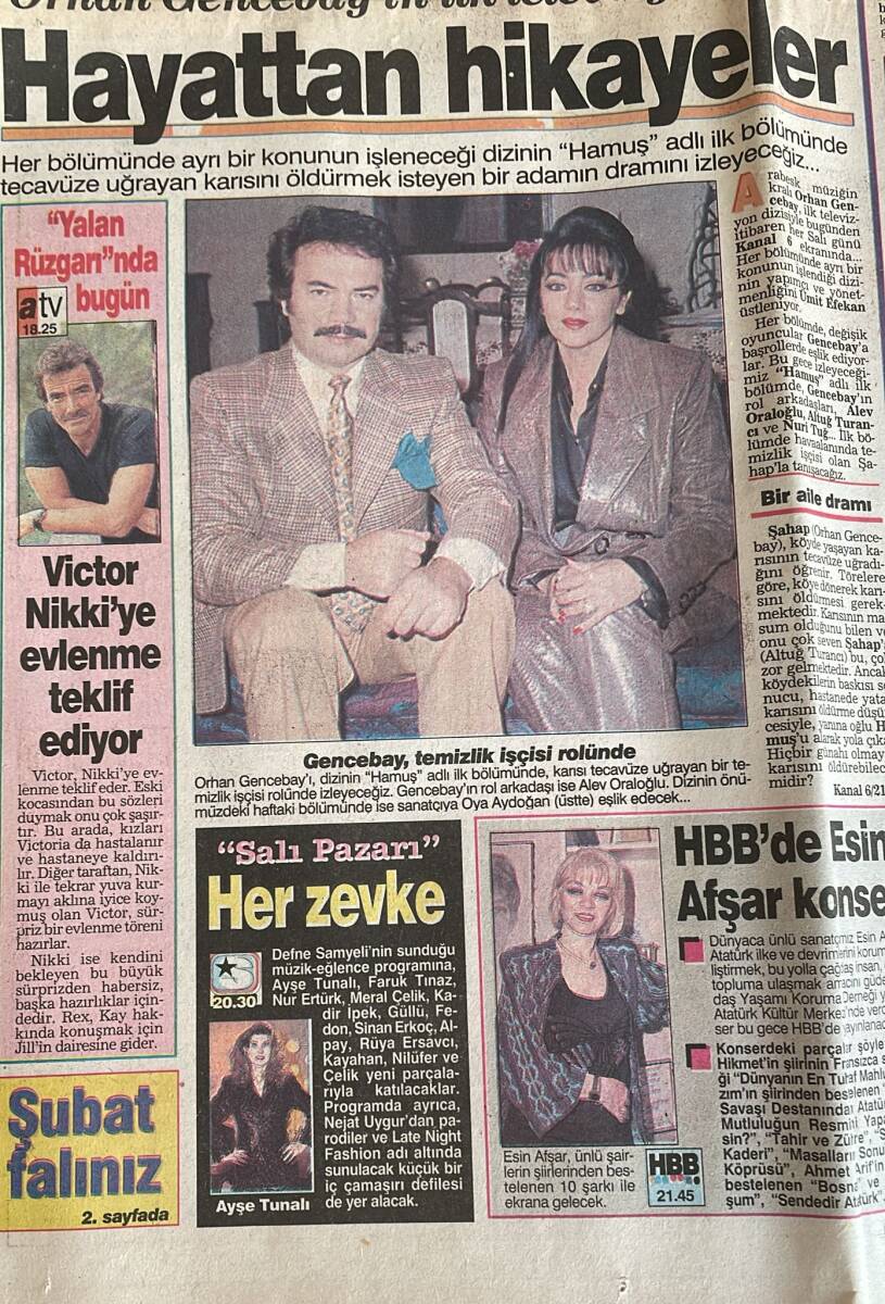 Melodi Gazetesi 1 Şubat 1994 - Gencebay Temizlik İşçisi Rolünde - HBB'de Esin Afşar Konseri GZ153098 - 2