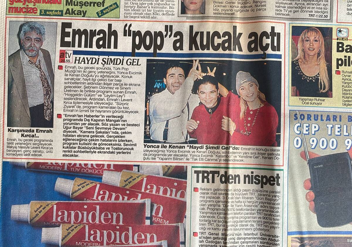 Melodi Gazetesi 17 Aralık 1993 - Emrah Popa Kucak Açtı - TRT'nin Yasakladığı Şarkılar GZ153079 - 2