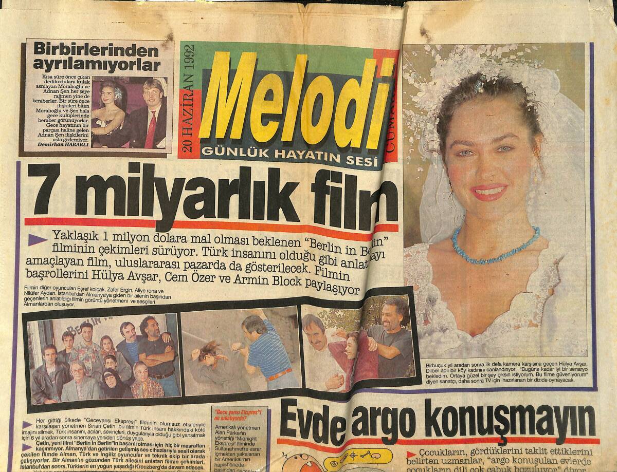 Melodi Gazetesi 20 Haziran 1992 - Hülya Avşar Dilber Adlı Bir Köy Kadınını Canlandırıyor - Billur'un Bodrum Aşkı GZ152881 - 1