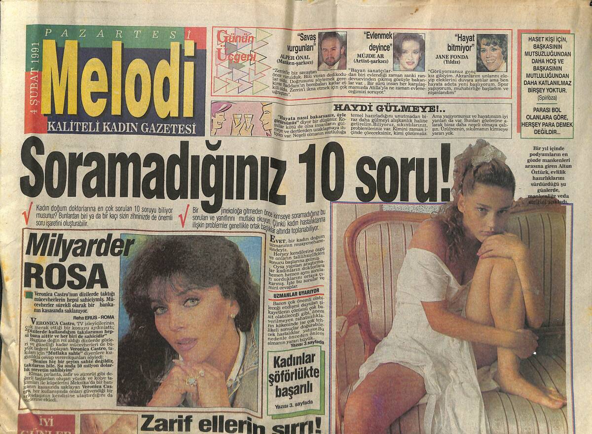 Melodi Gazetesi 4 Şubat 1991 - Yatırımcı Emrah - Yıllar Sonra Yine Beraberler: Hülya Koçyiğit Ve Orçun Sonat GZ153101 - 1
