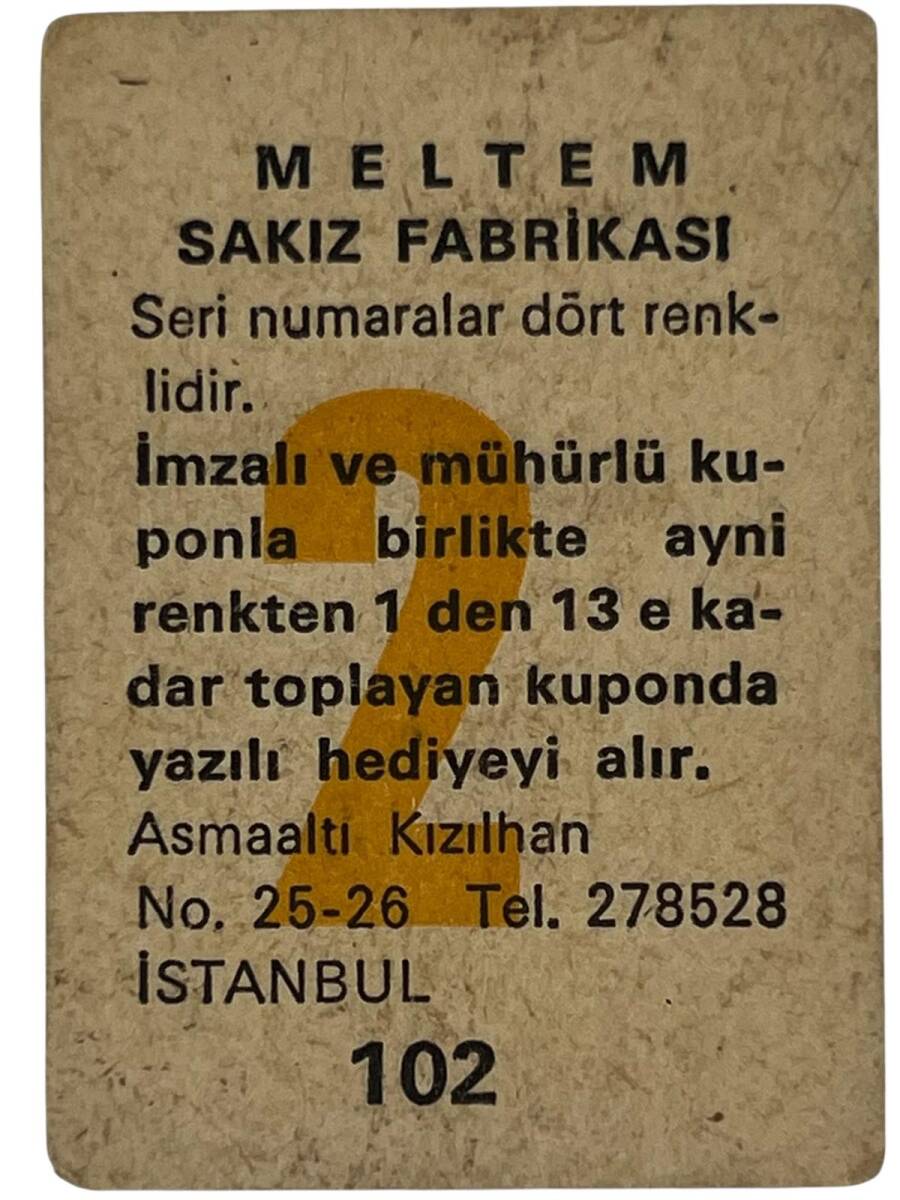 MELTEM Sakızı Kartları No 102 YILDIZ TEZCAN # SKZ1621 - 2