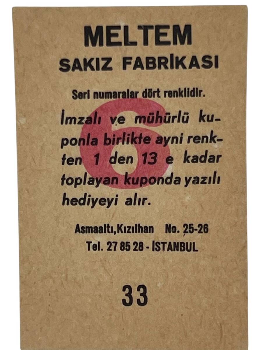 MELTEM Sakızı Kartları No 33 NEBAHAT ÇEHRE # SKZ1609 - 2