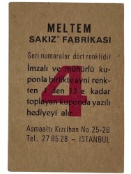 MELTEM Sakızı Kartları No 4 PERVİN PAR # SKZ1593 - 2