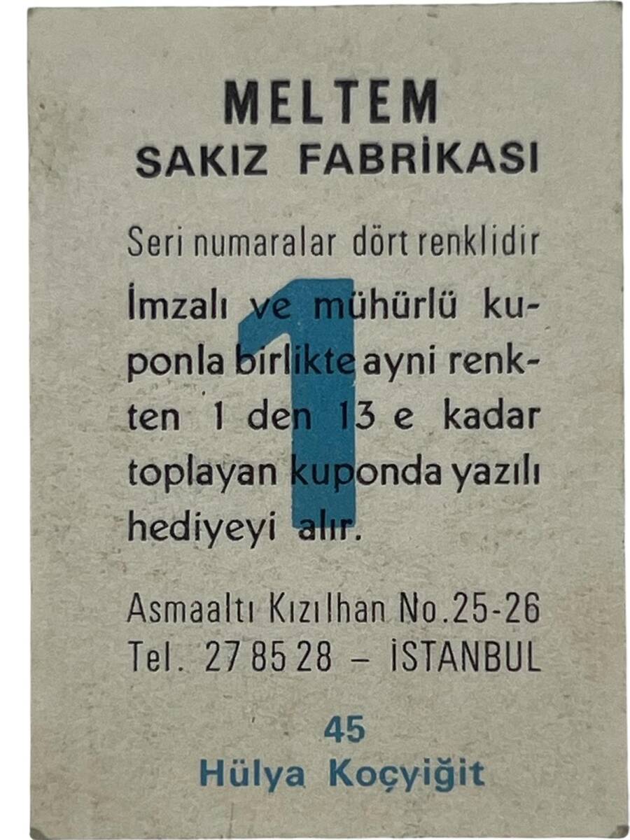 MELTEM Sakızı Kartları No 45 HÜLYA KOÇYİĞİT # SKZ1611 - 2