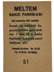 MELTEM Sakızı Kartları No 51 FİLİZ SEYHAN # SKZ1612 - 2
