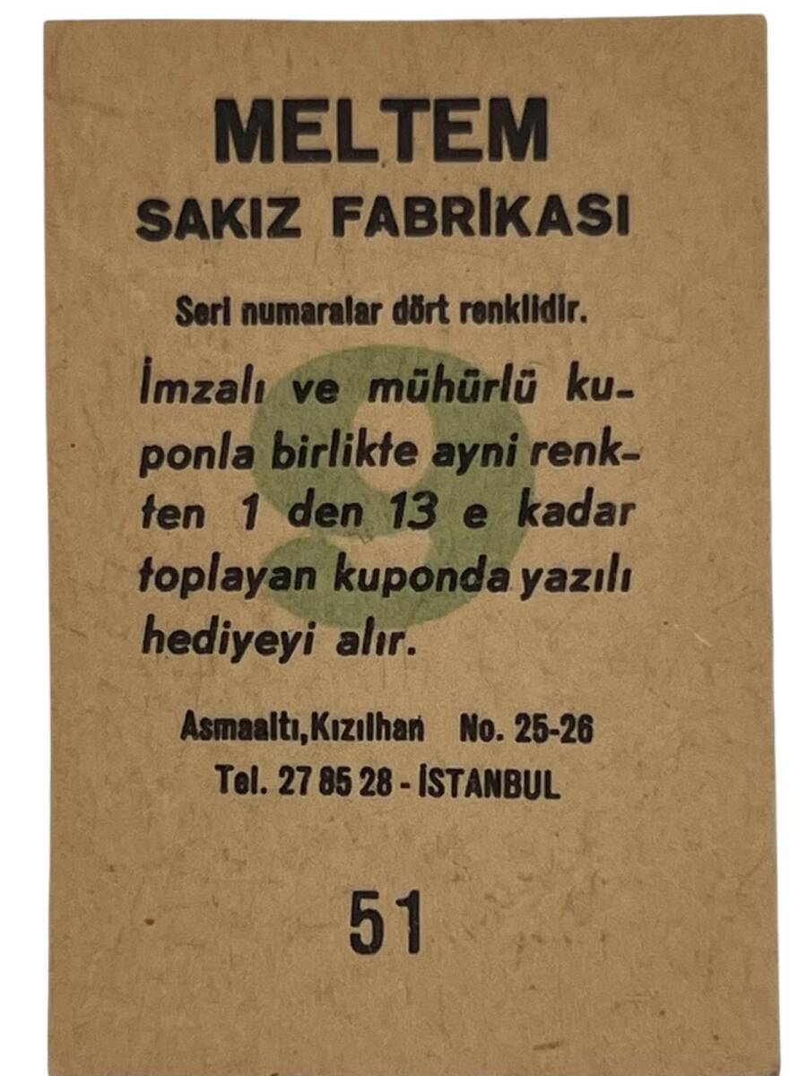 MELTEM Sakızı Kartları No 51 FİLİZ SEYHAN # SKZ1612 - 2