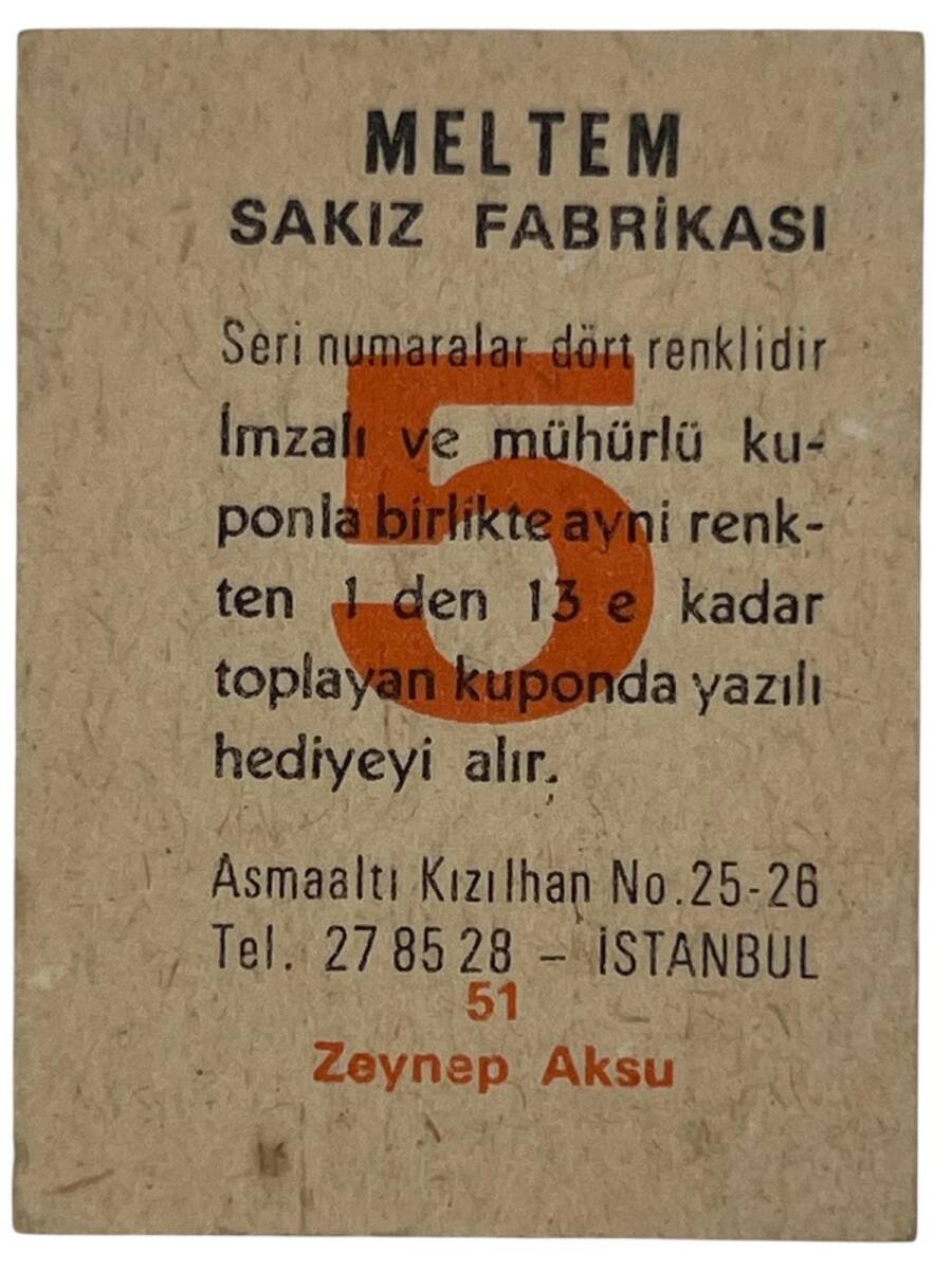 MELTEM Sakızı Kartları No 51 ZEYNEP AKSU # SKZ1620 - 2