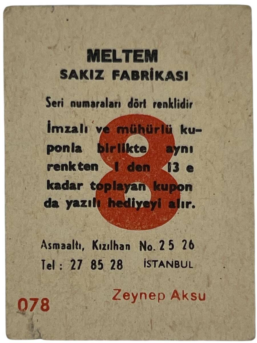 MELTEM Sakızı Kartları No 78 ZEYNEP AKSU # SKZ1601 - 2