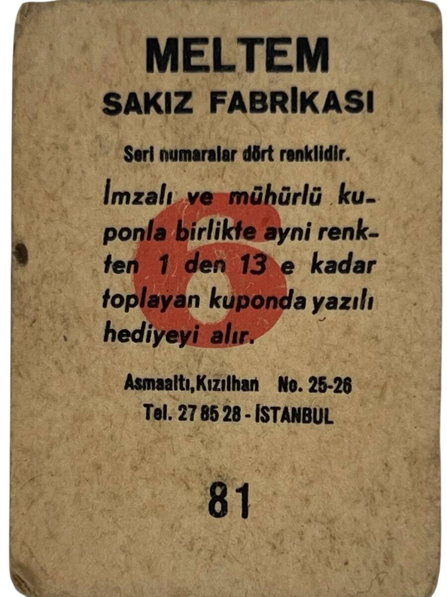 MELTEM Sakızı Kartları No 81 HÜLYA KOÇYİĞİT# SKZ1599 - 2
