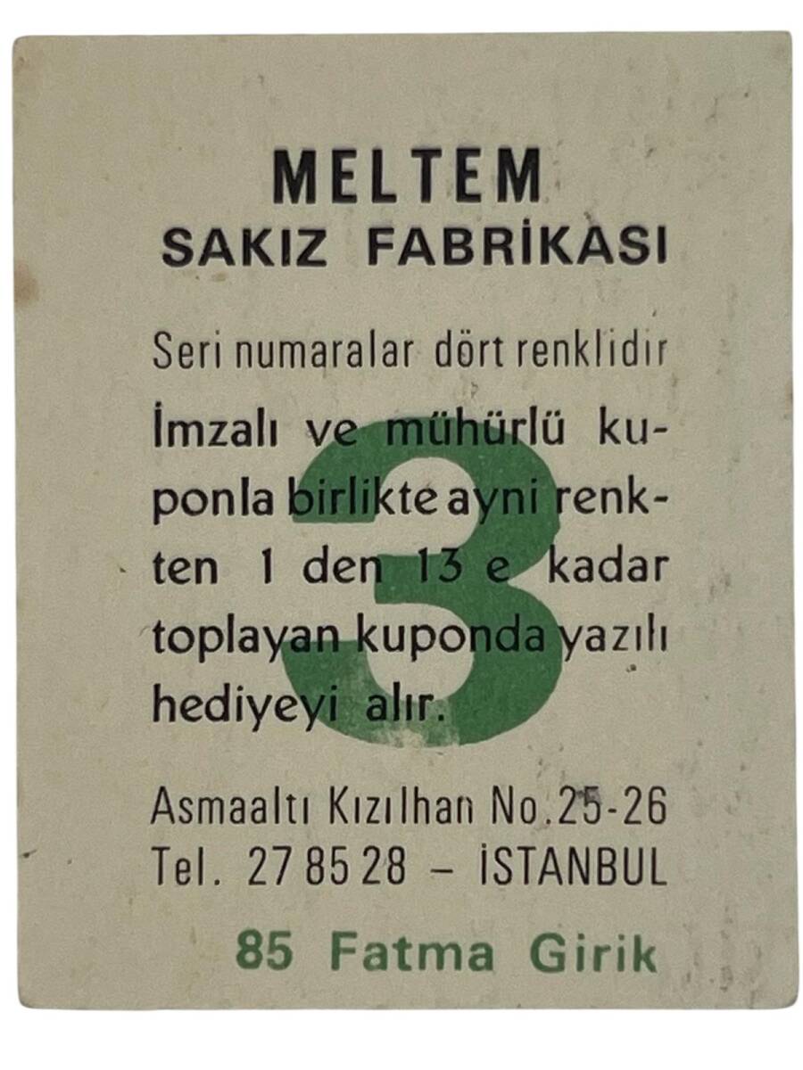 MELTEM Sakızı Kartları No 85 FATMA GİRİK # SKZ1618 - 2