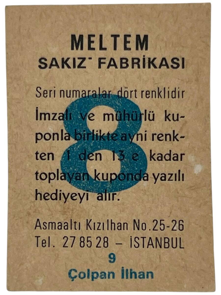 MELTEM Sakızı Kartları No 9 ÇOLPAN İLHAN # SKZ1617 - 2