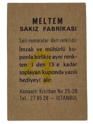 MELTEM Sakızı Kartları No PERVİN PAR # SKZ1589 - 2