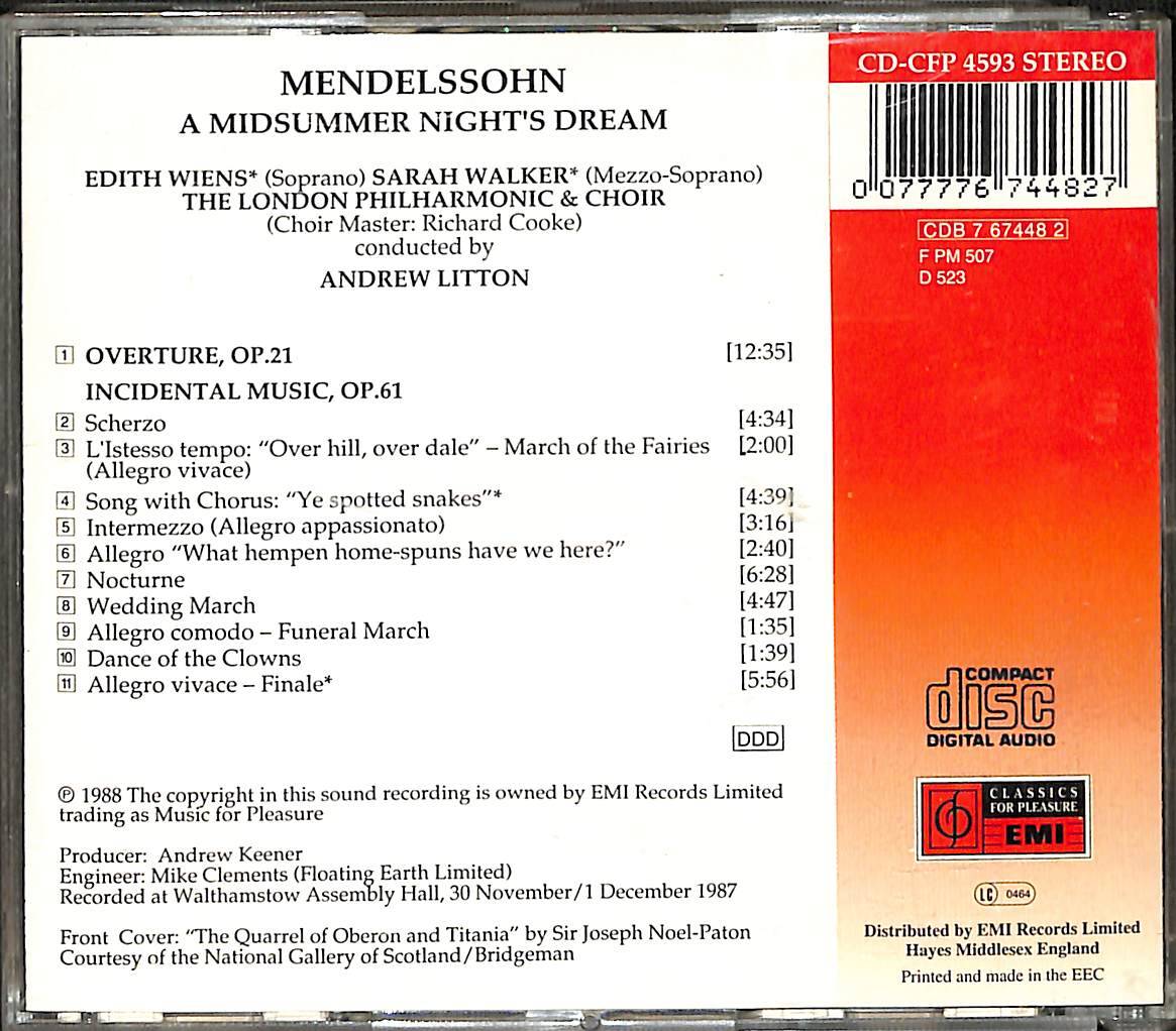Mendelssohn - A Midsummer Night's Dream CD (İkinci El) CD5492 - 2