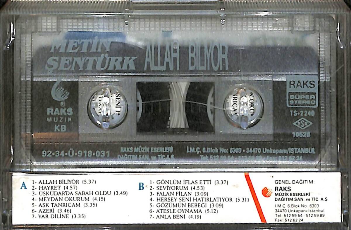 Metin Şentürk - Allah Biliyor Kaset (İkinci El) KST28621 - 2