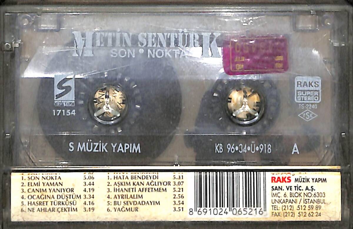 Metin Şentürk – Son Nokta Orijinal Kaset (İkinci El) * S Müzik Yapım - Kırmızı Bandrol - 1996 * KST30175 - 2