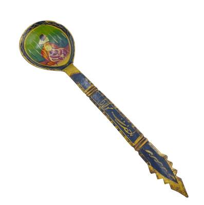 Mevlana Figürlü Eski Ahşap Kaşık – El İşçiliği 23 cm | Tasavvufi Dekoratif AOB1922 - 1