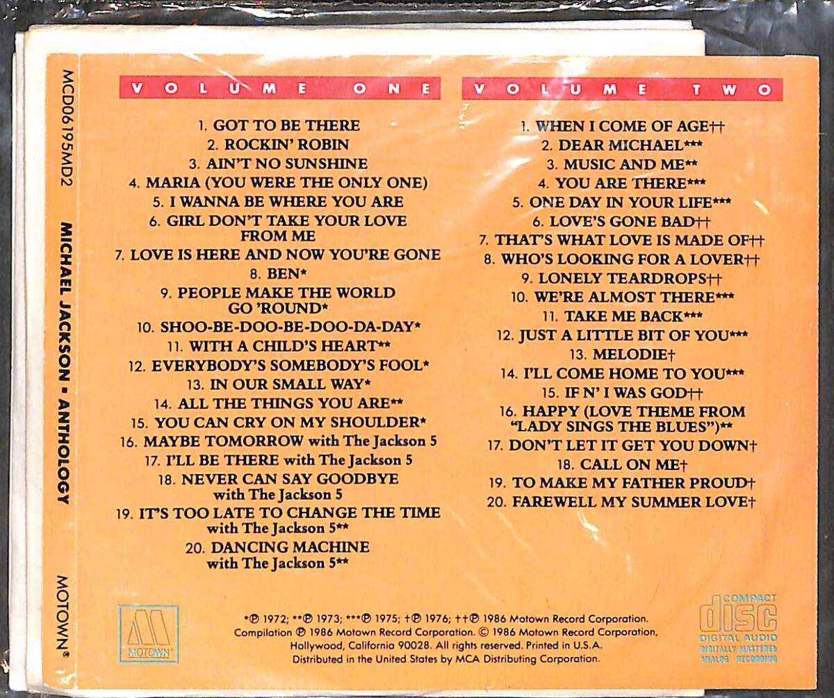 Michael Jackson - Anthology CD (İkinci El) CD5752 - 2