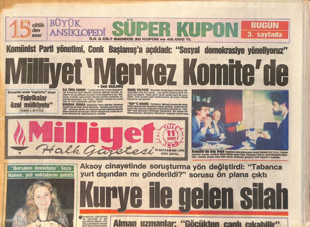 Miiliyet Gazetesi 11 Şubat 1990 - Beşiktaş'a Bursa Freni - ANAP'ta Yılmaz Fırtınası GZ2566 - 1