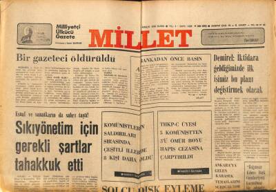 Millet Gazetesi 1 Aralık 1978 - Sıkıyönetim İçin Gerekli Şartlar Tahakkuk Etti GZ89758 - 1
