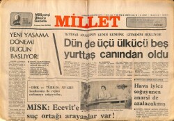 Millet Gazetesi 1 Kasım 1978 - Üçü Ülkücü Beş Vatandaş Canından Oldu GZ66424 - 2
