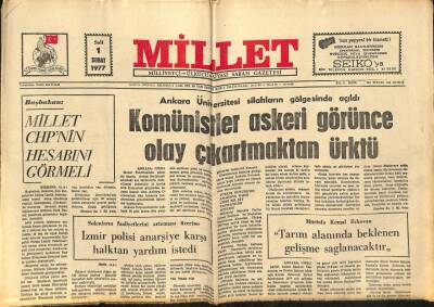 Millet Gazetesi 1 Şubat 1977 - Türkiyedeki Süt Hayvanları Avrupadaki Hayvanlardan Daha Az Süt Veriyor GZ87241 - 1
