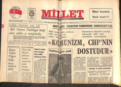 Millet Gazetesi 10 Aralık 1975 - İzmir Valisi Uygur Kalp Krizi Sonucu Öldü GZ102706 - 1