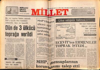 Millet Gazetesi 10 Ekim 1978 - Ecevitten Ermeniler Toprak İstedi... GZ72531 - 2