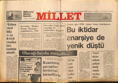 Millet Gazetesi 11 Ağustos 1978 - Komünist Gruplar Birbirlerini Jurnallıyor GZ89608 - 1