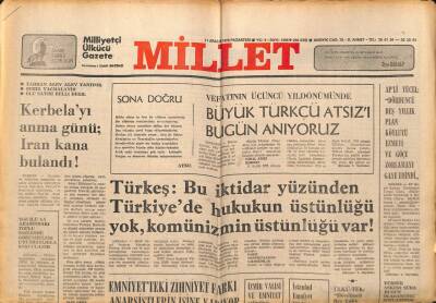 Millet Gazetesi 11 Aralık 1978 - Kerbelayı Anma Günü İran Kana Bulandı GZ89698 - 1