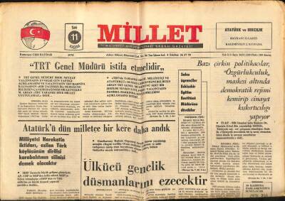 Millet Gazetesi 11 Kasım 1975 - İş Bankasının Sivasta Yapacağı Öğrenci Yurdunun Temeli Atıldı GZ89578 - 1