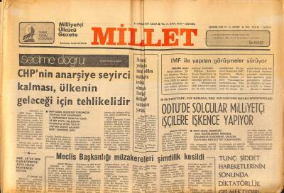 Millet Gazetesi 11 Kasım 1977 - MHP,AP Ve MSP Aynı Adayı Destekleyecek GZ89772 - 1