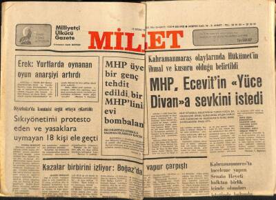 Millet Gazetesi 11 Ocak 1979 - MHP Ecevitin Yüce Divana Sevkini İstedi GZ66365 - 1