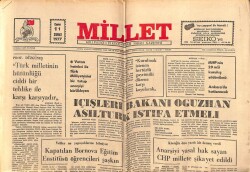 Millet Gazetesi 11 Şubat 1977 - İçişleri Bakanı Oğuzhan Asiltürk İstifa Etmeli GZ72535 - 1