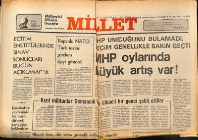 Millet Gazetesi 12 Aralık 1977 - MHP Oylarında Büyük Artış Var GZ89626 - 1
