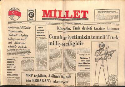 Millet Gazetesi 12 Kasım 1975 - Oğuzhan Asiltürkün Azli İçin Erbakan Sıkıştırılıyor GZ103778 - 2