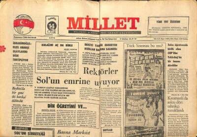 Millet Gazetesi 14 Ocak 1976 - Rektörler Solun Emrine Uyuyor GZ89656 - 1