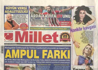 Millet Gazetesi 14 Ocak 2015 - Arda Turana Fifa Oyunu-Büyük Vergi Adaletsizliği GZ105504 - 1