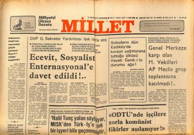 Millet Gazetesi 15 Aralık 1977 - Necati Gültekin,Bülent Ecevit Telaşa Kapıldı GZ89630 - 1