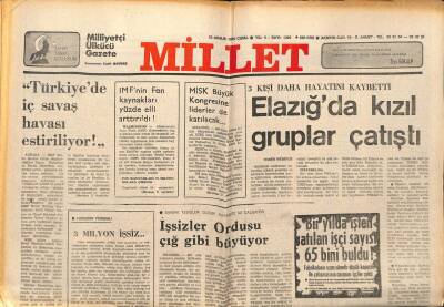Millet Gazetesi 15 Aralık 1978 - Elazığda Kızıl Guruplar Çatıştı GZ89708 - 1
