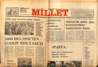 Millet Gazetesi 15 Kasım 1977 - 5000 İşçi Diskten Ayrılıp Miske Geçti GZ89783 - 1
