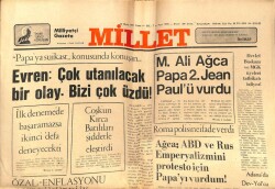 Millet Gazetesi 15 Mayıs 1981 - Mehmet Ali Ağca Papa 2. Jean Paulü Vurdu GZ66409 - 2