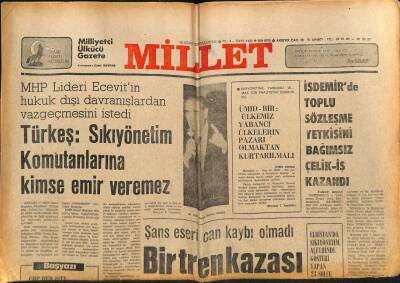 Millet Gazetesi 15 Ocak 1979 - Türkeş Sıkıyönetim Komutanlarına Kimse Emir Veremez GZ77533 - 1