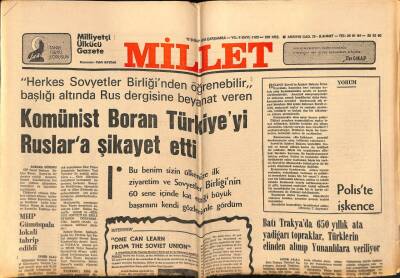 Millet Gazetesi 15 Şubat 1978 - Batı Trakyada 650 Yıllık Ata Yadigarı Topraklar , Türklerin Elinden Alınıp Yunanlılara Veriliyor GZ72521 - 1