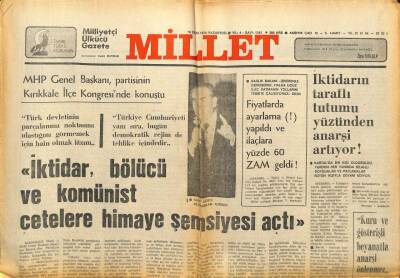 Millet Gazetesi 16 Ekim 1978 - Türkeşİktidar Bölücü Ve Komünist Çetelere Himaye Şemsiyesi Açtı GZ104226 - 1