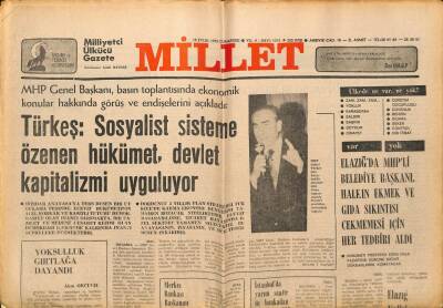 Millet Gazetesi 16 Eylül 1978 - Türkeş Sosyalist Sisteme Özenen Hükümet Devlet Kapitalizmi Uyguluyor GZ89595 - 1